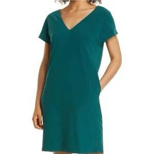 NWT HALOGEN Green V-Neck Shift Dress Women’s XL Stretch Lined Irish Pockets